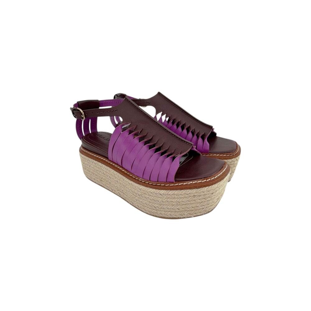 ULLA JOHNSON Valencia Twisted Contrast Flatform Espadrilles Bitter Chocolate 37